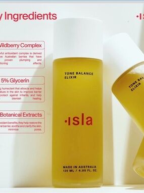 Isla Tone Balance Elixir made in Australia. High End.  Brand new in box.
